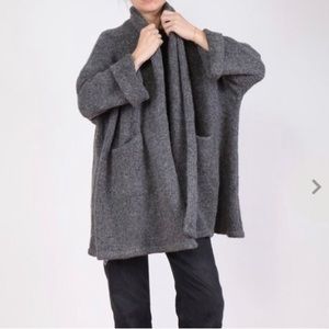 Atelier Delphine Haori Coat Womens Alpaca Robe Gray Oversized Cardigan XS / S